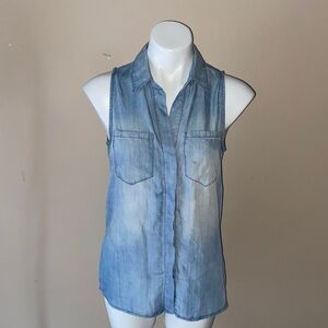 Velvet Heart Women’s Light Chambray Sleeveless Button-Up Top Size XS